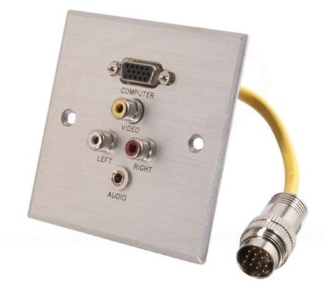 RapidRun Single Gang Integrated HD15 + 3.5mm + RCA Audio/Video Wall Plate
