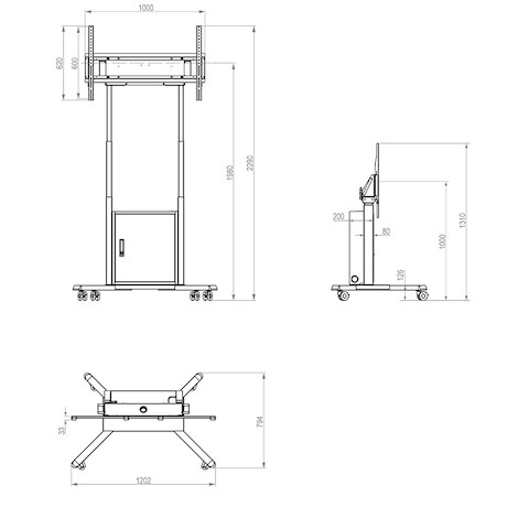 Hagor HP Twin Lift M-B - mobiles, motorisches höhenverstellbares Liftsystem 55-86"| VESA max. 900x6