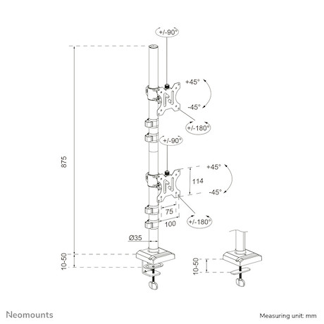 Neomounts DS60-600BL2V Monitorarm für zwei Monitore bis zu 32 Zoll