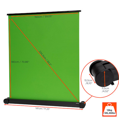 celexon Mobile Chroma Key Green Screen 150 x 180 cm für Zoom-Calls, Tiktok Content & Streaming