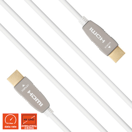 celexon UHD Optical Fibre HDMI 2.0b Active Kabel 10m, weiß