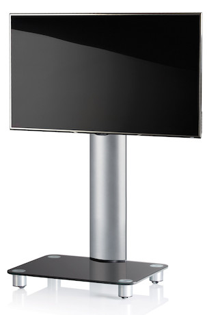 VCM TV Standfuß "Bilano" Silber, Schwarzglas inkl. Rollen