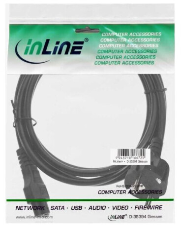 InLine Netzkabel für Notebook, 3pol Kupplung, schwarz, 5m