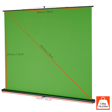 celexon 98" Mobile Chroma Key Green Screen 150 x 200 cm für Zoom-Calls, Tiktok Content & Streaming