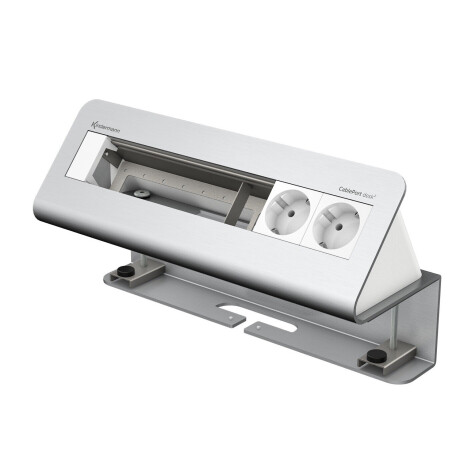 Kindermann Tischanschlussfeld CablePort desk² 6-fach 2 x Strom Alu