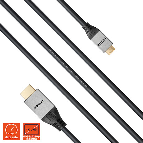 celexon HDMI auf Mini HDMI Kabel mit Ethernet - 2.0a/b 4K 1,0m - Professional Line