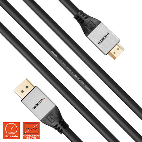 celexon DisplayPort auf HDMI Kabel 4K 1,0m - Professional Line