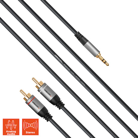 celexon 2x Cinch auf 3,5mm Stereo Klinke Audiokabel 1,0m - Professional Line