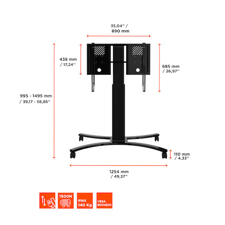 celexon Expert elektrisch höhenverstellbarer Display-Rollwagen Adjust-4286MB - 50cm - Demo