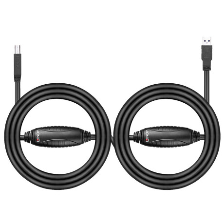 LINDY USB 3.0 Aktivkabel, A an B, schwarz, 10 m