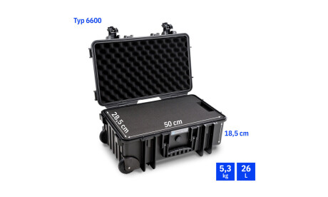 B&W Hartschalenkoffer Typ 6600 mit Würfelschaum, schwarz