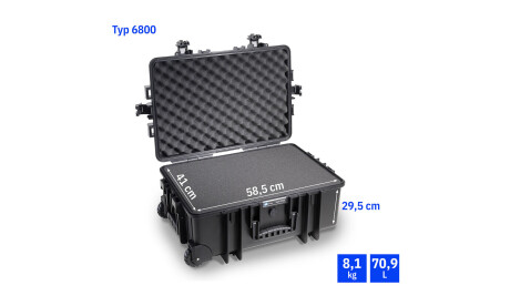B&W Hartschalenkoffer Typ 6800 mit Würfelschaum, schwarz