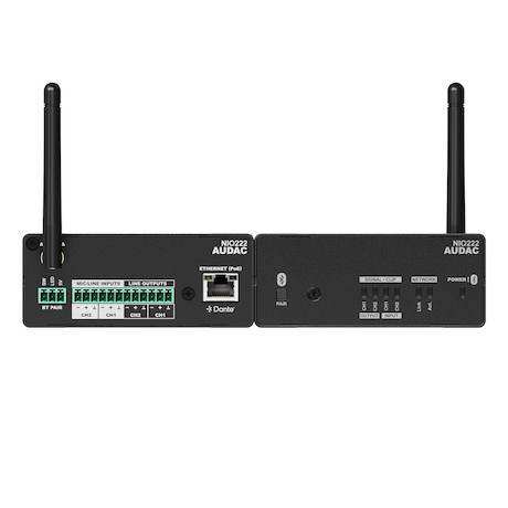 AUDAC NIO222 Dante-Audio-Mixer - 2 x Mikrofon- / Line-Eingang, 2 x Line-Ausgang