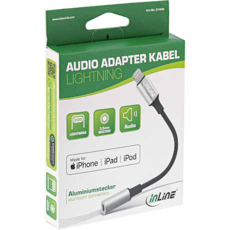 InLine Lightning Audio Adapter Kabel MFi-zertifiziert 0,1m