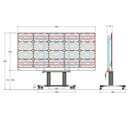 Hagor LED-SMH Avocor AVX1320 135” mobiles Liftsystem mit elektro-motorischer Höhenverstellung für Av