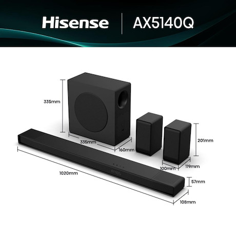 Hisense 5.1.4 Multi Channel Soundbar System AX5140Q in Schwarz