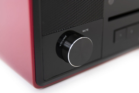 Block Aurora Stereoanlage mit integrierten Lautsprechern für kräftigen Sound in Hochglanz Rot