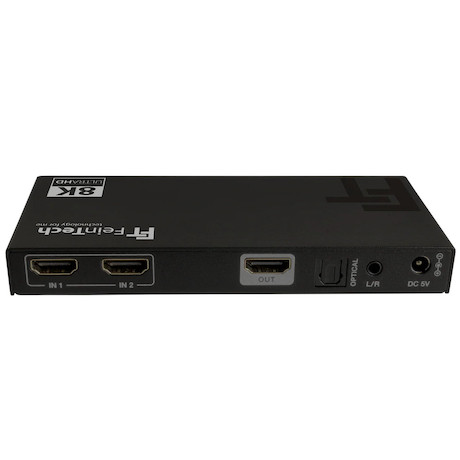 FeinTech SW212 HDMI 2.1 Switch 2 In 1 Out mit Audio Extractor (Toslink & AUX)