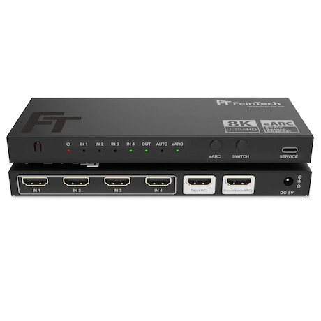 Feintech AX340 HDMI 2.1 Audio Extractor 4 In 1 Out für eARC-Soundbar | eARC-TV