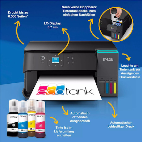 EcoTank ET-2950 A4 Multifunktionsdrucker mit Wi-Fi und AirPrint Tintentank