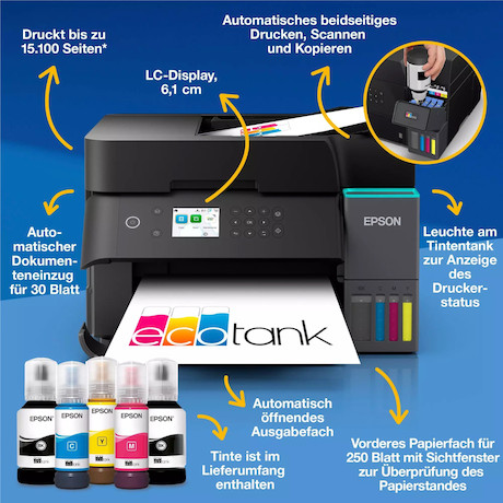 Epson EcoTank ET-3950 A4-Multifunktionsdrucker mit Wi-Fi und AirPrint Tintentank
