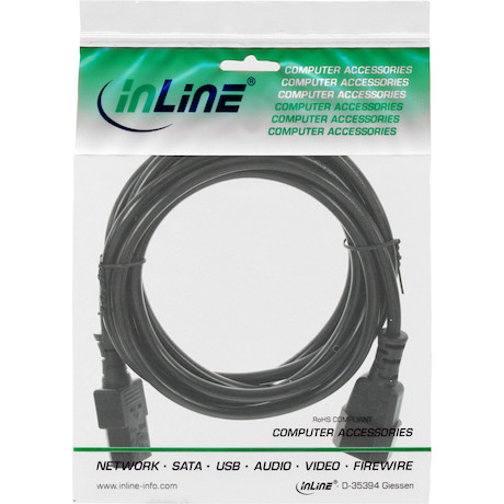 InLine Kaltgeräteverlängerung, C13 auf C14, schwarz, 3m