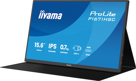 iiyama ProLite P1671HSC-B1 16" Full-HD-IPS-Monitor mit USB-C-Dock, integrierten Lautsprechern und Le