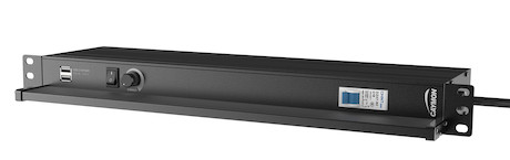 CAYMON PSR429G 1HE PDU 19-Zoll-Stromverteilungseinheit – 9 x deutsche Steckdosen – Licht/USB/Sicheru