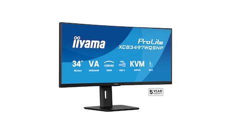 iiyama ProLite XCB3497WQSNP-B1 34" Curved-Monitor mit UWQHD-Auflösung, USB-C-Dock und einem höhenver