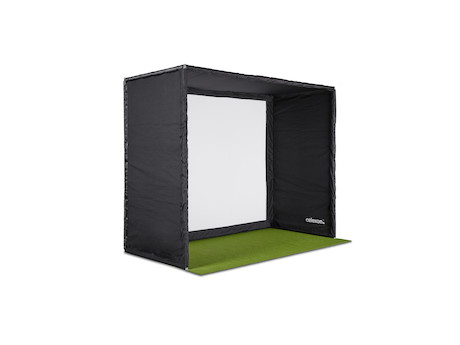 celexon FAIRWAY Professional Golf-Simulator-Abschlagbox 4 × 2,5 × 1,5 m mit 4K-Impact-Tuch