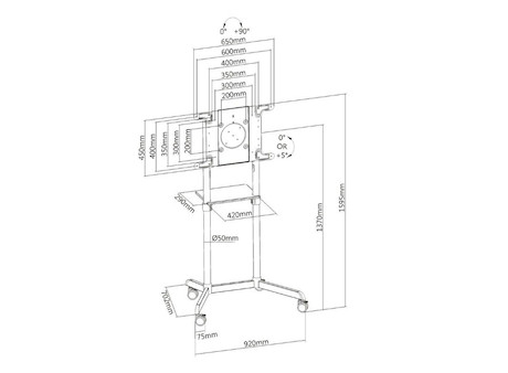PureLink PureMounts PM-CART-80W vielseitiger TV-Ständer mit Neigung, Drehung und Schwenkfunktion für