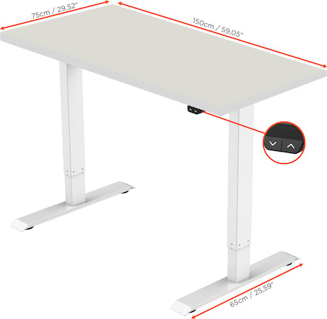celexon elektrisch höhenverstellbarer Schreibtisch Economy eAdjust-71121 - weiß, inkl. Tischplatte 1