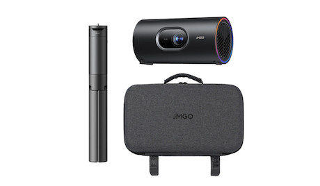 JmGO PicoPlay+ Pack LED Beamer Bundle mit Stativ mit integrierter 20.000-mAh-Powerbank + Tasche