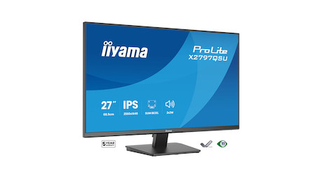 iiyama ProLite X2797QSU-B1 27" QHD-IPS-Monitor mit vierseitigem schmalem Rahmen und EPEAT-Silber-Zer
