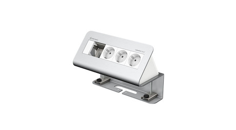 Kindermann CablePort desk² 4-fach 3 x Strom Alu