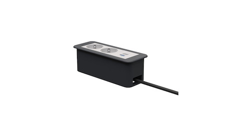 Kinderman CablePort Office frame 3f2xStr1xUSBA/C Tischanschlussfeld 3-fach (2x Schuko, 1x Dual-USB)
