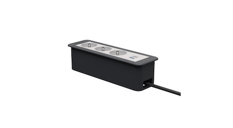 Kindermann CablePort Office frame 4f3xStr1xUSBA/C Tischanschlussfeld 4-fach (3x Strom, 1x Dual-USB)