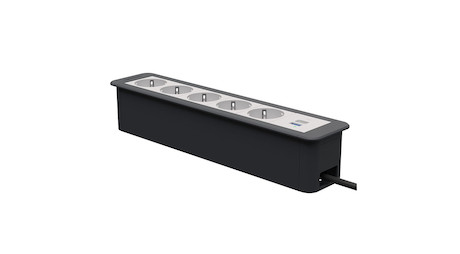 Kindermann CablePort Office frame 6f5xStr1xUSBA/C Tischanschlussfeld 6-fach (5x Strom, 1x Dual-USB)