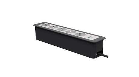 Kindermann CablePort Office frame 6f5xStr1xUSBA/C Tischanschlussfeld 6-fach (5x Strom, 1x Dual-USB)