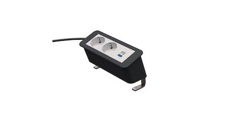 Kindermann CablePort Office desk 3f 2xStr 1xUSBPD Tischanschlussfeld 3-fach mit USB PD