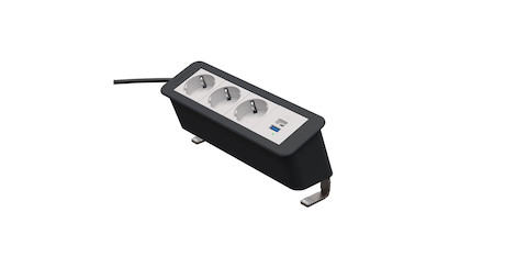 Kinderman CablePort Office frame 3f2xStr1xUSBA/C Tischanschlussfeld 4-fach mit USB PD