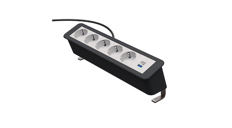 Kindermann CablePort Office desk 6f 5xStr1xUSBA/C Tischanschlussfeld 6-fach (5x Strom, 1x Dual-USB)