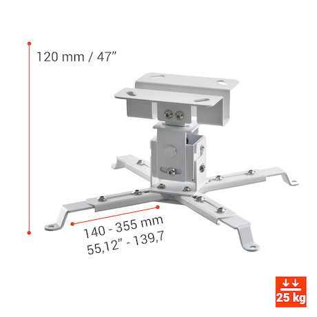 celexon Deckenhalterung universal MultiCel Economy 1200W - weiß - 12 cm