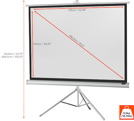 celexon Stativleinwand Economy 133 x 100 cm - White Edition