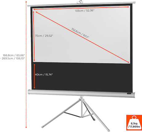 celexon Stativleinwand Economy 133 x 75 cm - White Edition