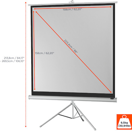 celexon Stativleinwand Economy 158 x 158 cm - White Edition