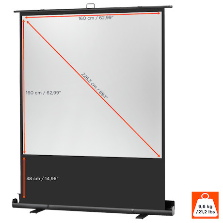 celexon Ultramobil Professional Plus: 160 x 160 cm (89" 1:1) Mobile Pull-up-Leinwand