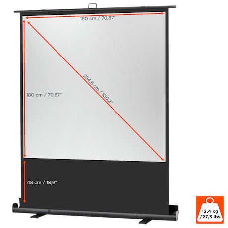 celexon Ultramobil Professional Plus: 180 x 180 cm (100" 1:1) Mobile Pull-up-Leinwand