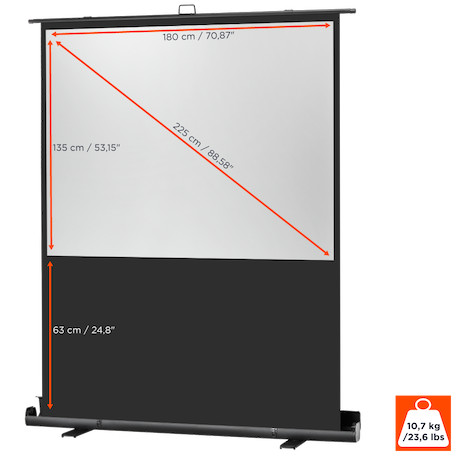 celexon Ultramobil Professional Plus: 180 x 135 cm (89" 4:3) Mobile Pull-up-Leinwand