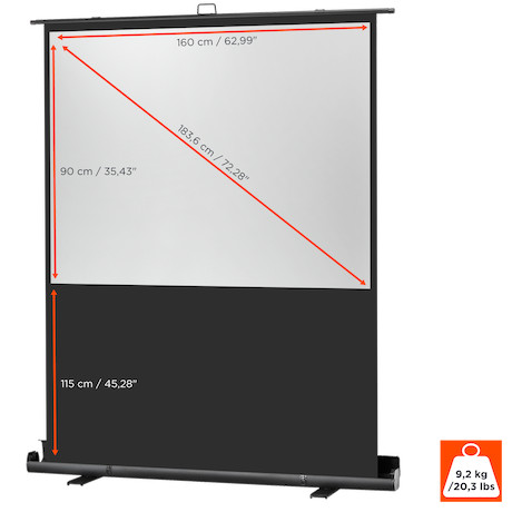 celexon Ultramobil Professional Plus: 160 x 90 cm (72" 16:9) Mobile Pull-up-Leinwand